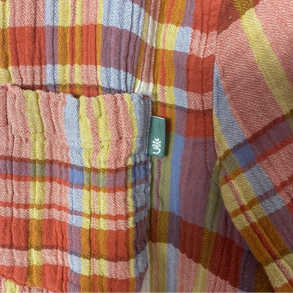 [Urban Outfitters] Orange & Purple Plaid Print Button Down Long Sleeve Shirt - Picture 3 of 7